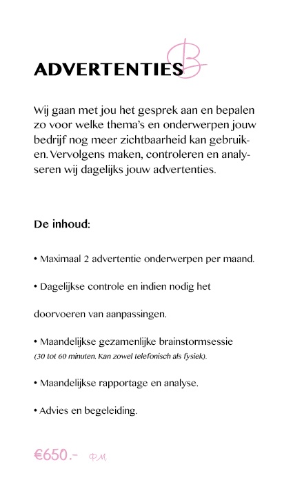 website advertenties met prijs